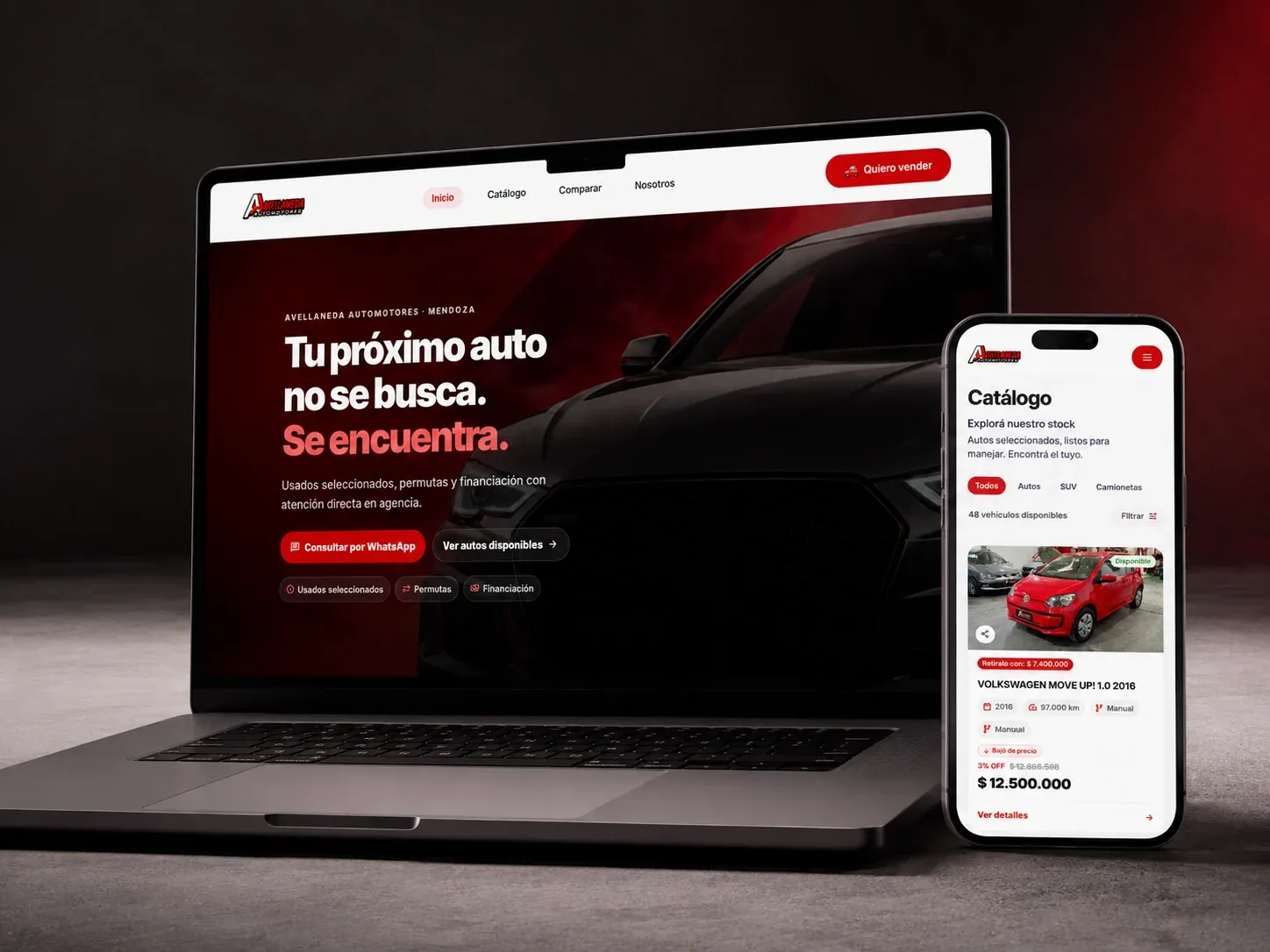 Captura del sitio web de Avellaneda Automotores