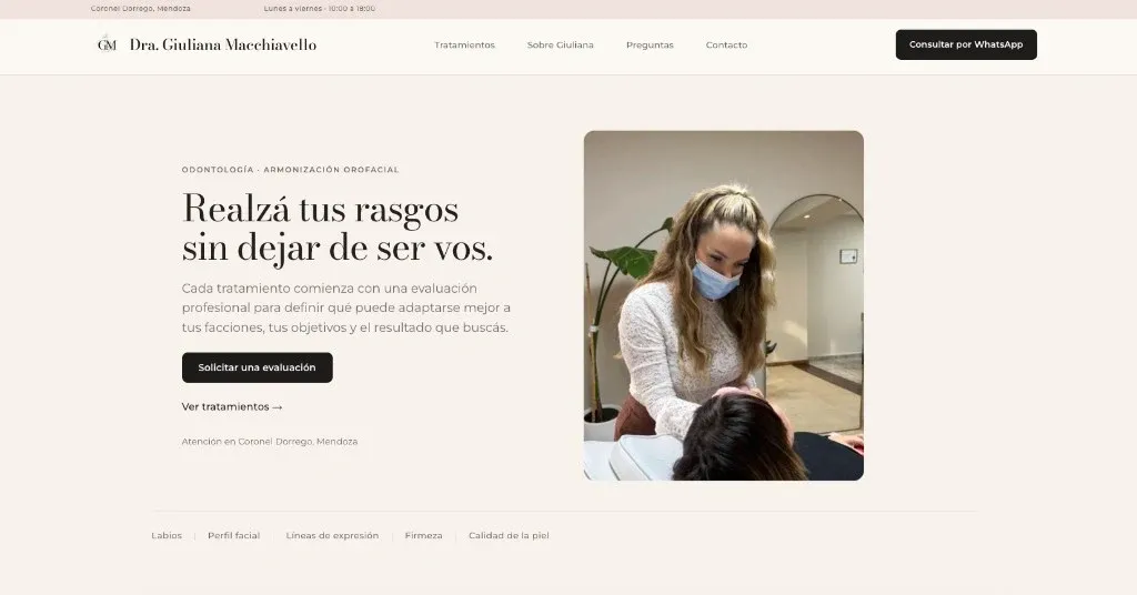 Captura del sitio web de Dra. Giuliana Macchiavello