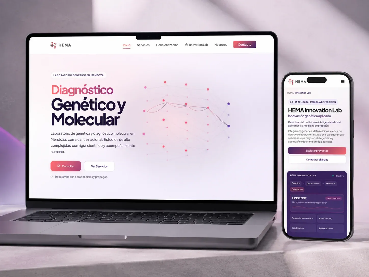 Captura del sitio web de HEMA